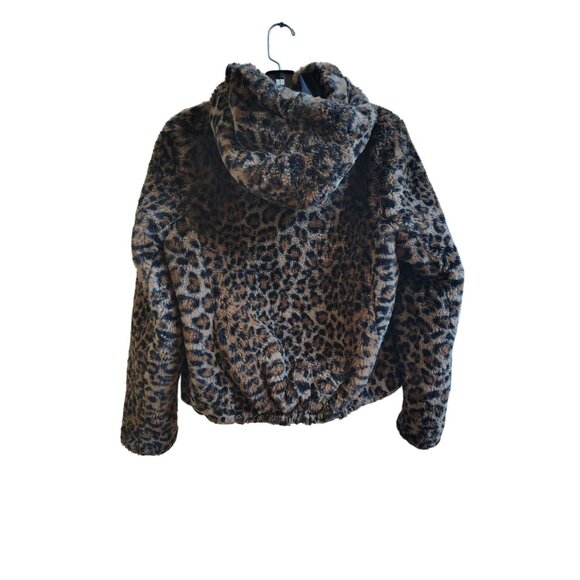 Rachel Zoe Womens Leopard Print Faux Fur Hooded Jacket Size S - Picture 3 of 5